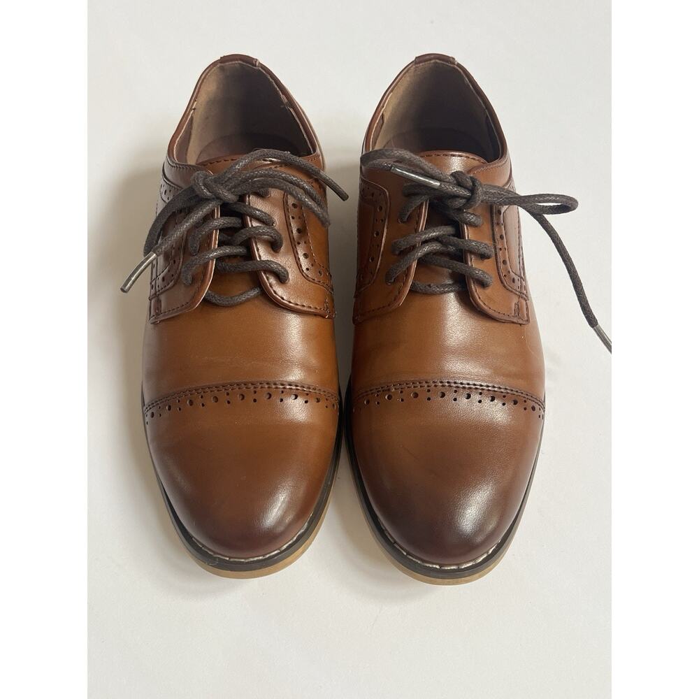 Stacy Adams Boys Wingtip Oxford Dress Shoes Sz 12M Cognac Brown Worn Once
